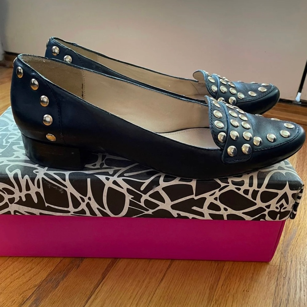 Dvf leather studded loafers